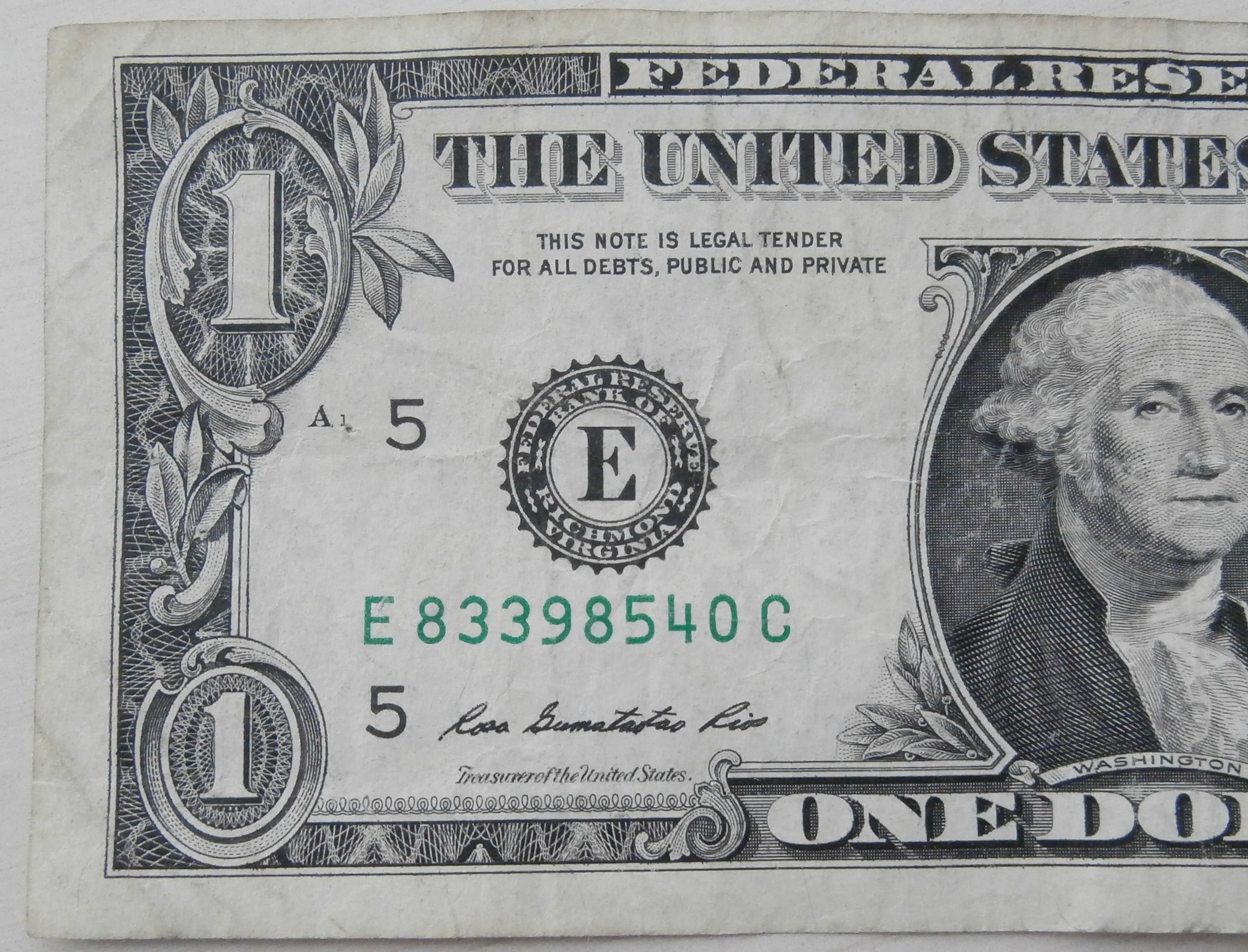 And although I show a One dollar, other denominations (twos, fives and so on) are collected too. There are different types of fancy serial numbers.