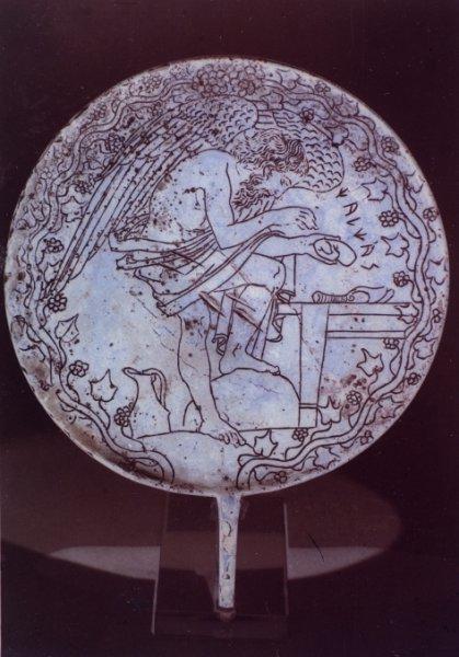 Etruscan Mirror Showing a Foot Symbolically Placed upon a Rock