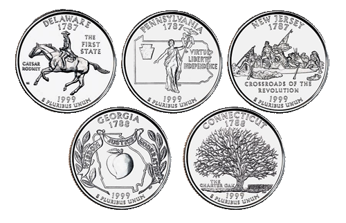 Treasure in Collecting Coins: The First Five State Quarters 1999
