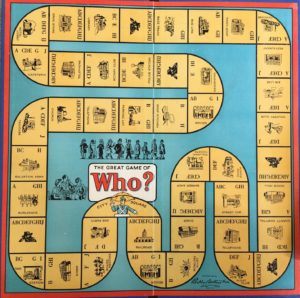 WHO? old game board parker brothers