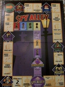game night ideas from MW spy alley game board
