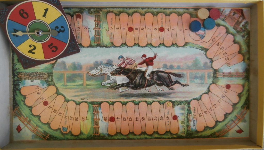 1900's game board Steeple Chase milton bradley