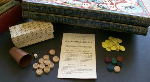 1875 Mcloughlin Bros. Life's Mishap trio board game pieces
