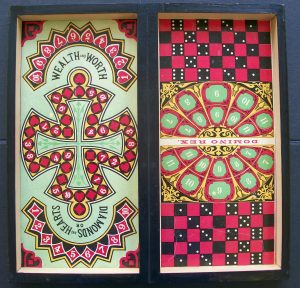 Domino Rex and Diamond and Hearts game board (Mcloughlin Bros. 1875)