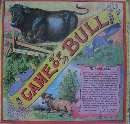 Old 1800’s Board Game of Bull by J.H. Singer