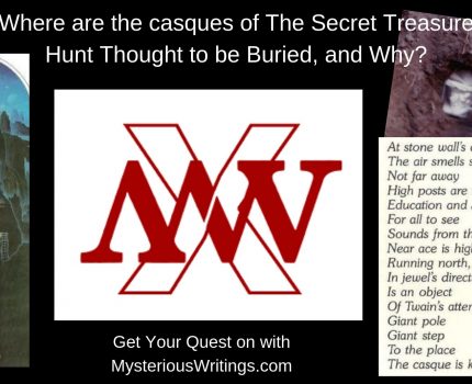 Where are the Casques of The Secret Treasure Hunt by Byron Preiss Thought to be Buried, and Why?