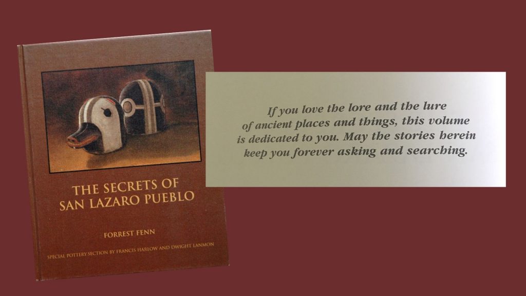 Secret of San Lazaro by Forrest Fenn and dedication page