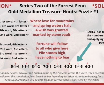 Forrest Fenn Gold Medallion Treasure Hunt Series Two: Puzzles, Solutions, and Winners!