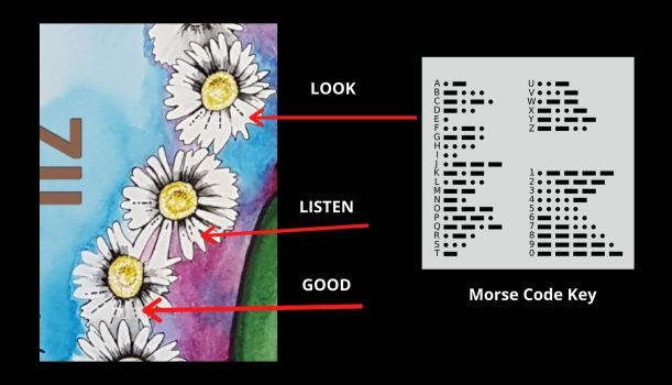 MW Codes and Ciphers Series: Morse Code in Daisies of The Art of Hidden Messages Armchair Treasure Hunt