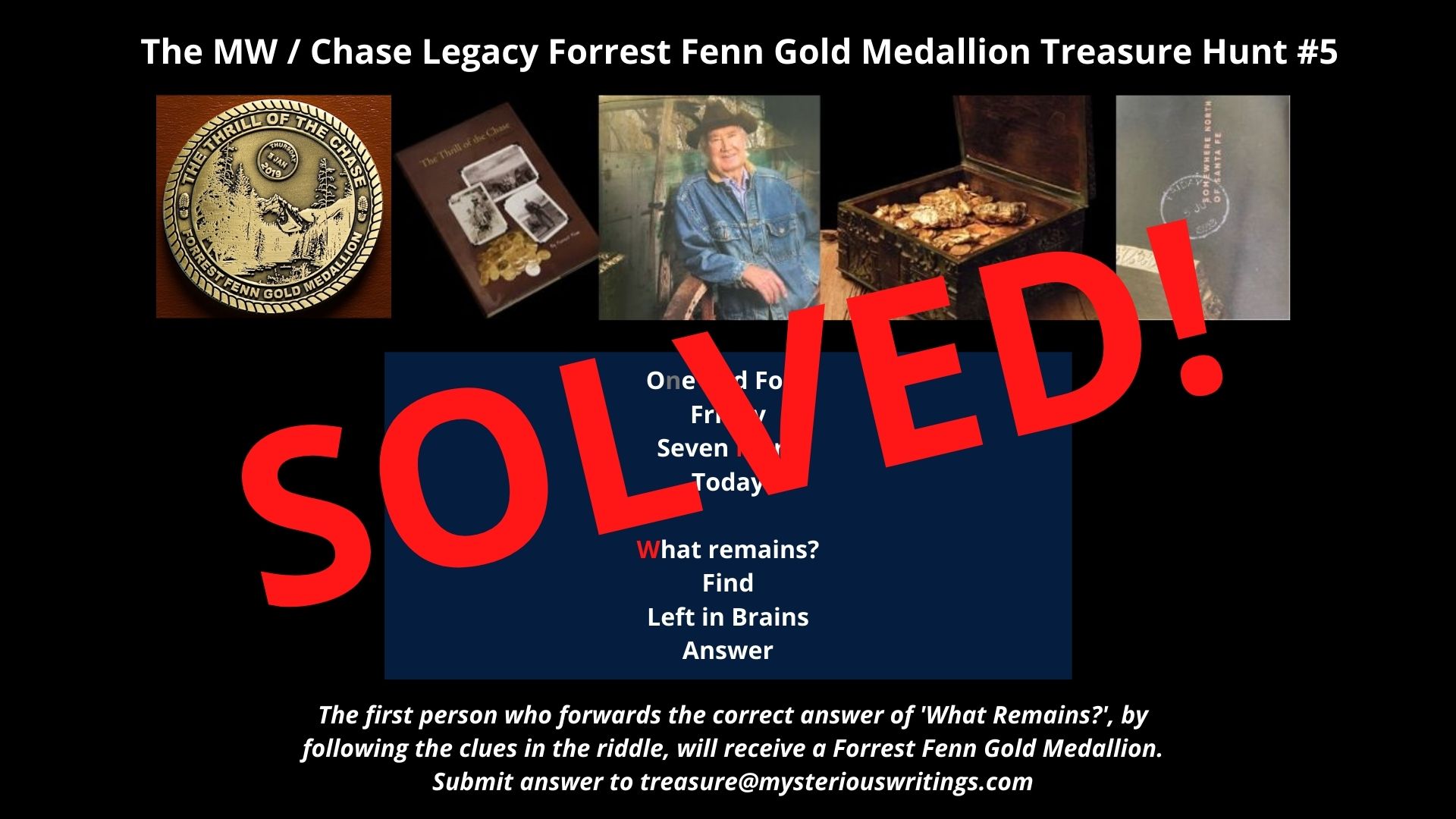 The Solution And Winner To The Forrest Fenn Gold Medallion Treasure   The MW   Chase Legacy Forrest Fenn Gold Medallion Treasure Hunt 4   CLUE 2 