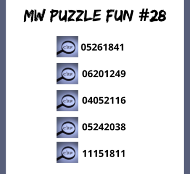 MW Puzzle Fun #28 and Answer to MW PF #27