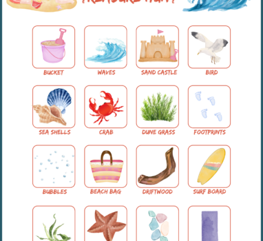 Beach Scavenger Hunt for Kids- Free Printable