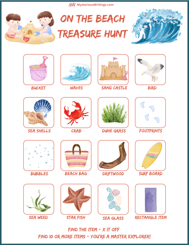 Beach scavenger hunt for kids